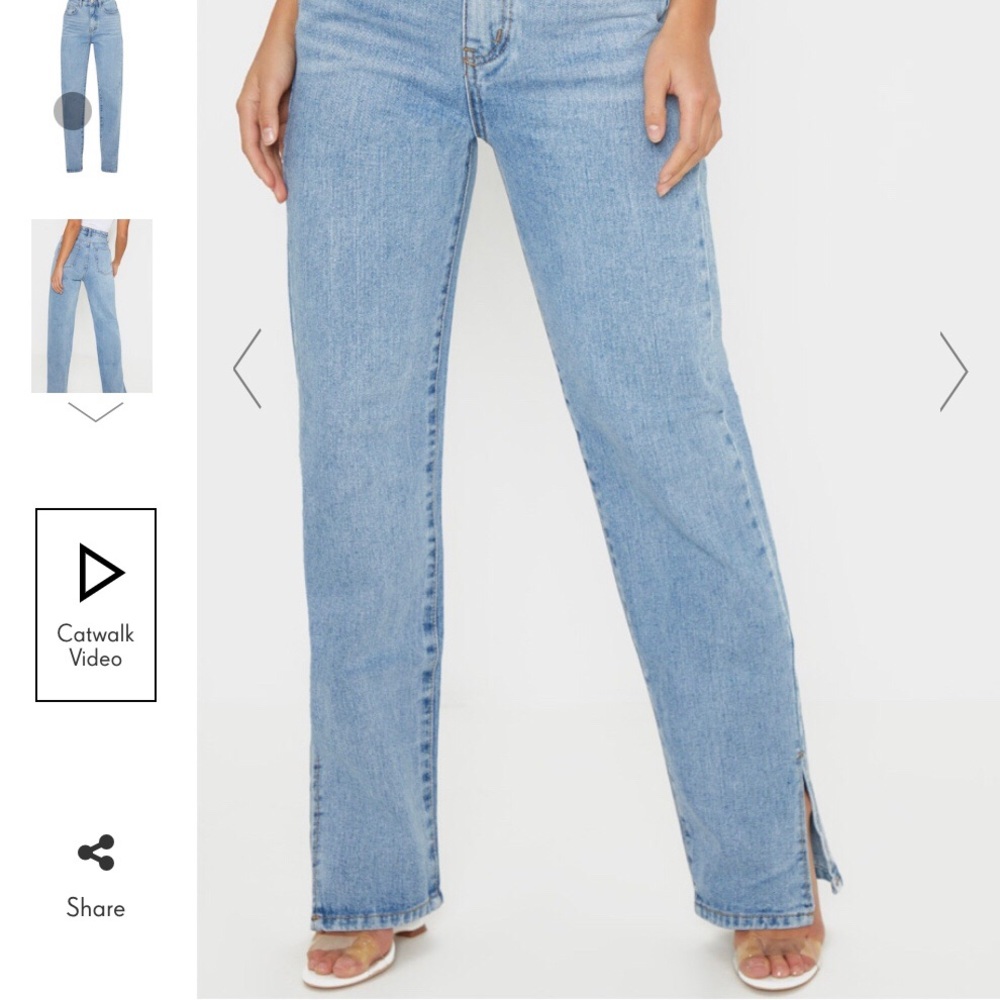 pretty little thing petite split hem jeans